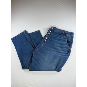 American Eagle Mom Jeans Womens 24 Short Blue Denim High Rise Button Fly
